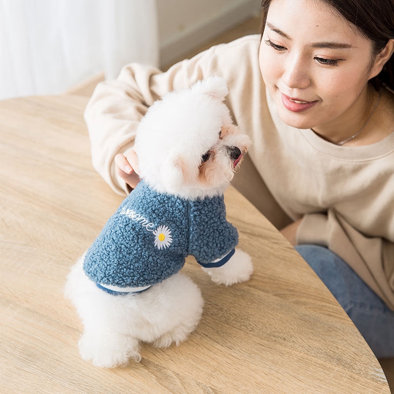 "Awesome" Dog Fleece Sweatshirt with Embroidery and Pastel Colors