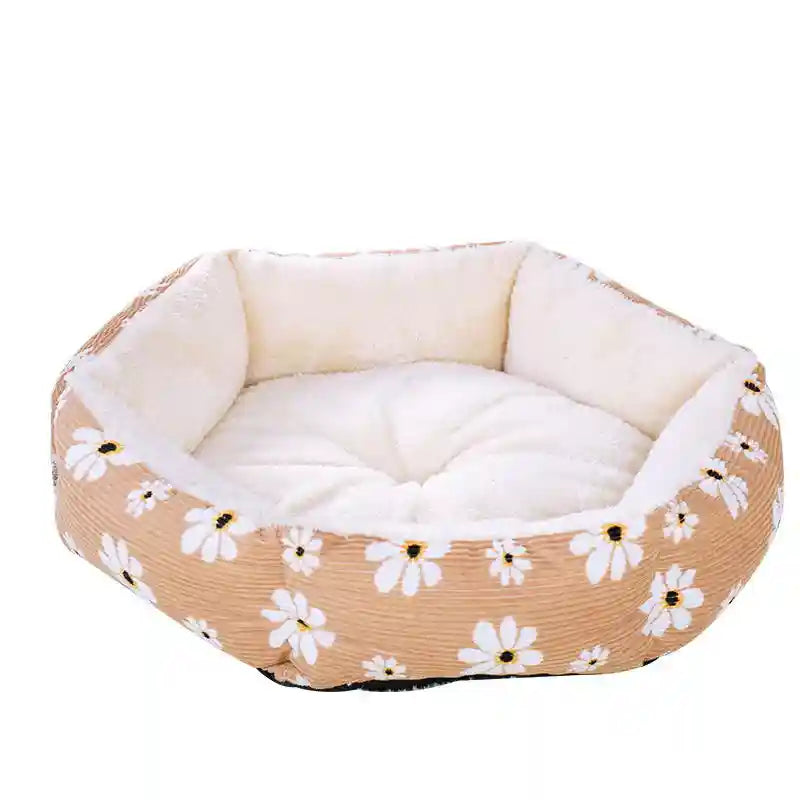 Cuccia Cani Gatti Ottagonale Fiorellini - Cuscino Soft