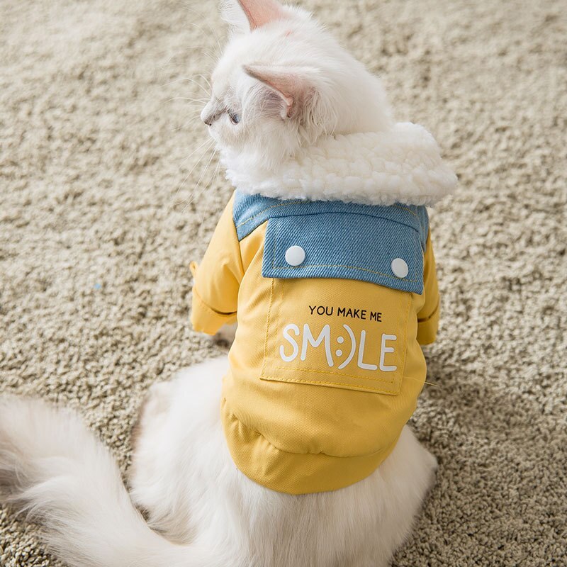 Smile Khaki Dog Coat - Padded with Pocket