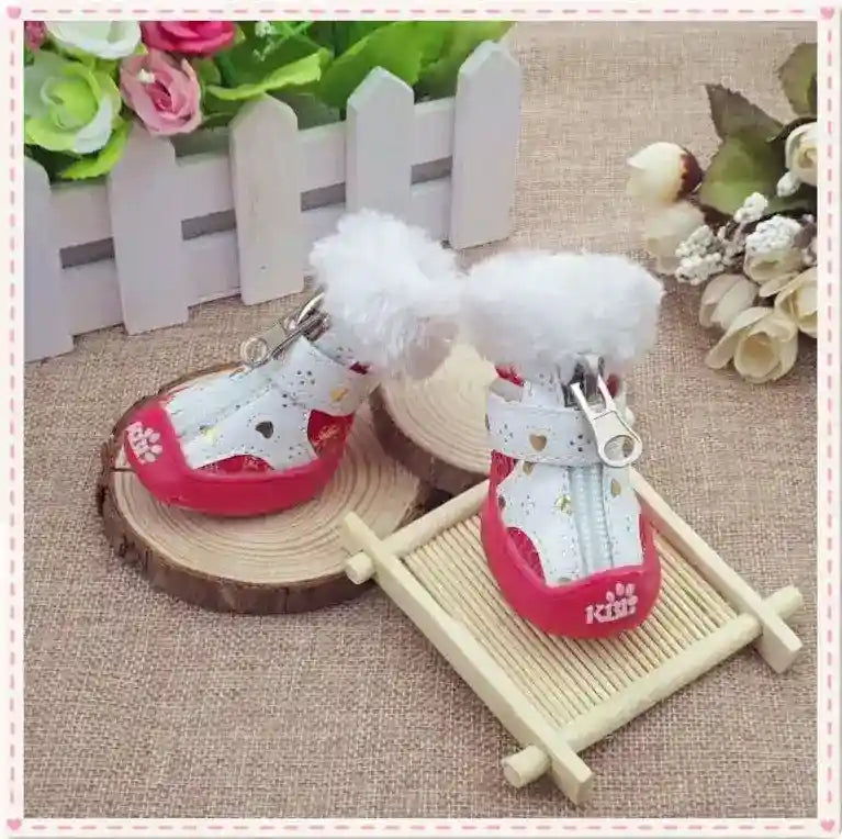 滑り止めソールとジッパー付きの犬用パッド入りシューズ