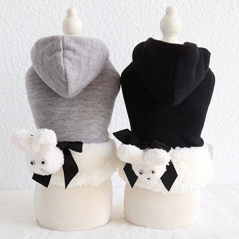 Cappottino per Barboncino "Bunny" con Cappuccio in Pile – Nero o Grigio