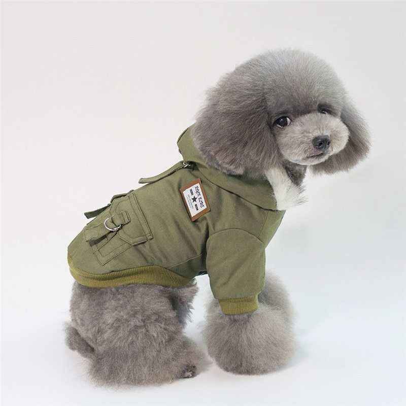 Cappotto per cani con cappuccio in pelliccia antivento by null