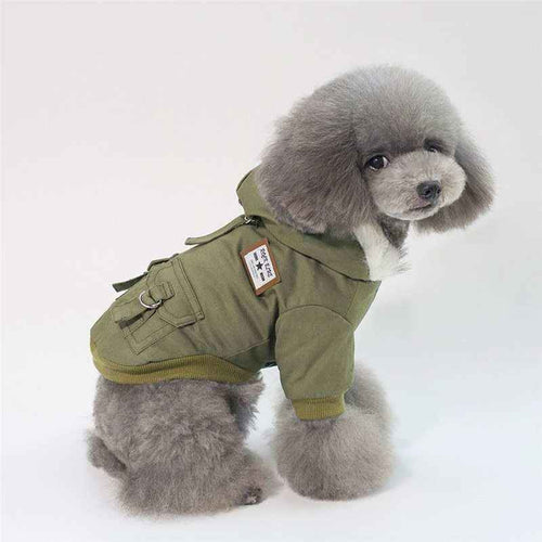 Cappotto per cani con cappuccio in pelliccia antivento by null