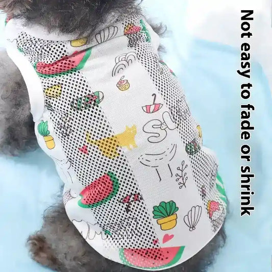 Maglia Smanicata per Cani con Disegni Animali - Bianca Traspirante by Dog Moda