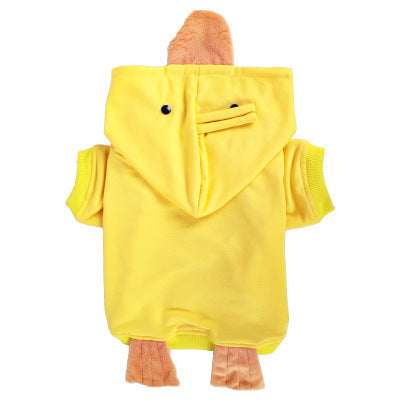 Dog Sweatshirt "Donald Duck" - Yellow with Orange Hood and Beak