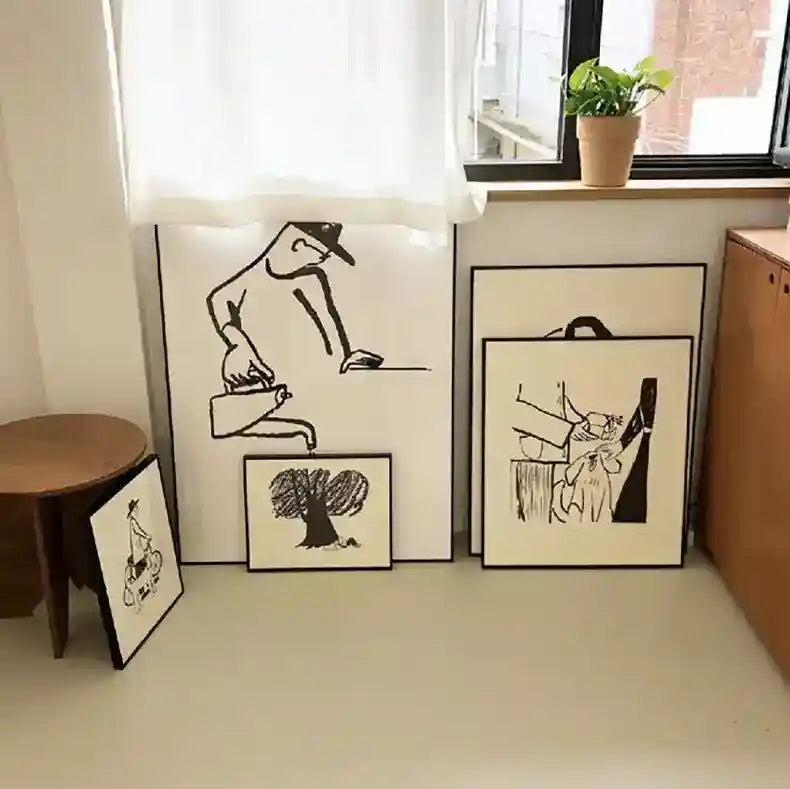 Quadro Astratto Persone con Cane - Stampa Decorativa Moderna by Dog Moda