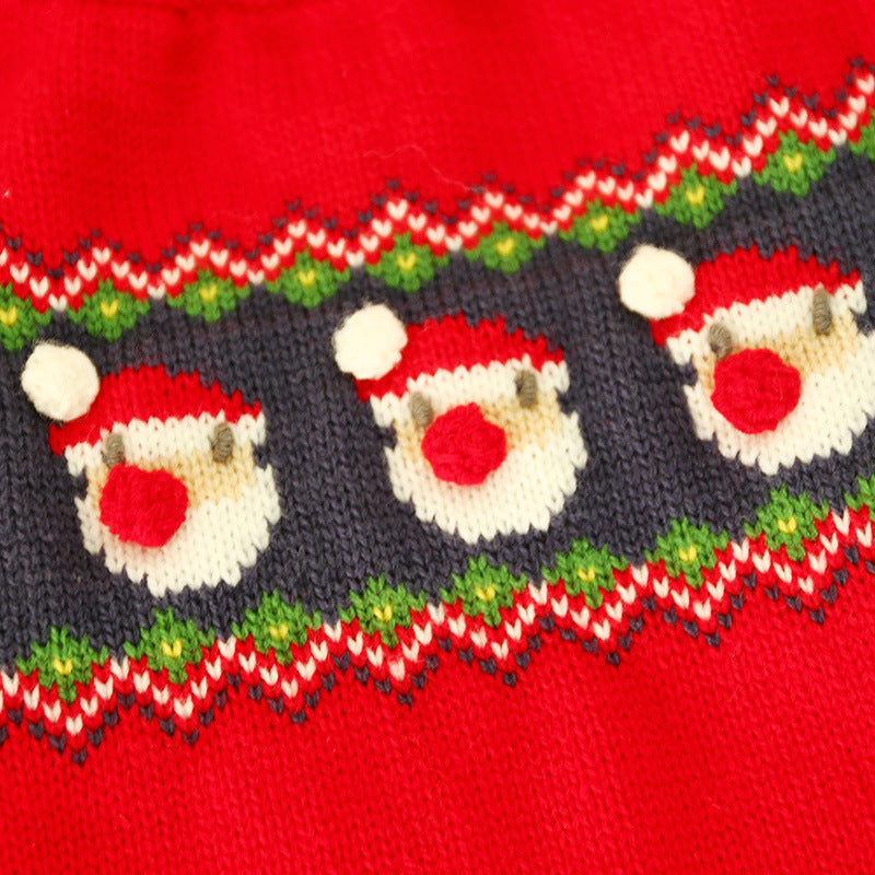 3D Santa Claus Embroidered Dog Sweater