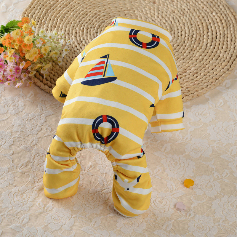 Stretch Dog Dress "Santander" with Boats and Life Jacket
