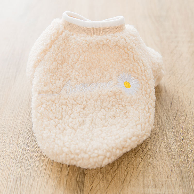 "Awesome" Dog Fleece Sweatshirt with Embroidery and Pastel Colors