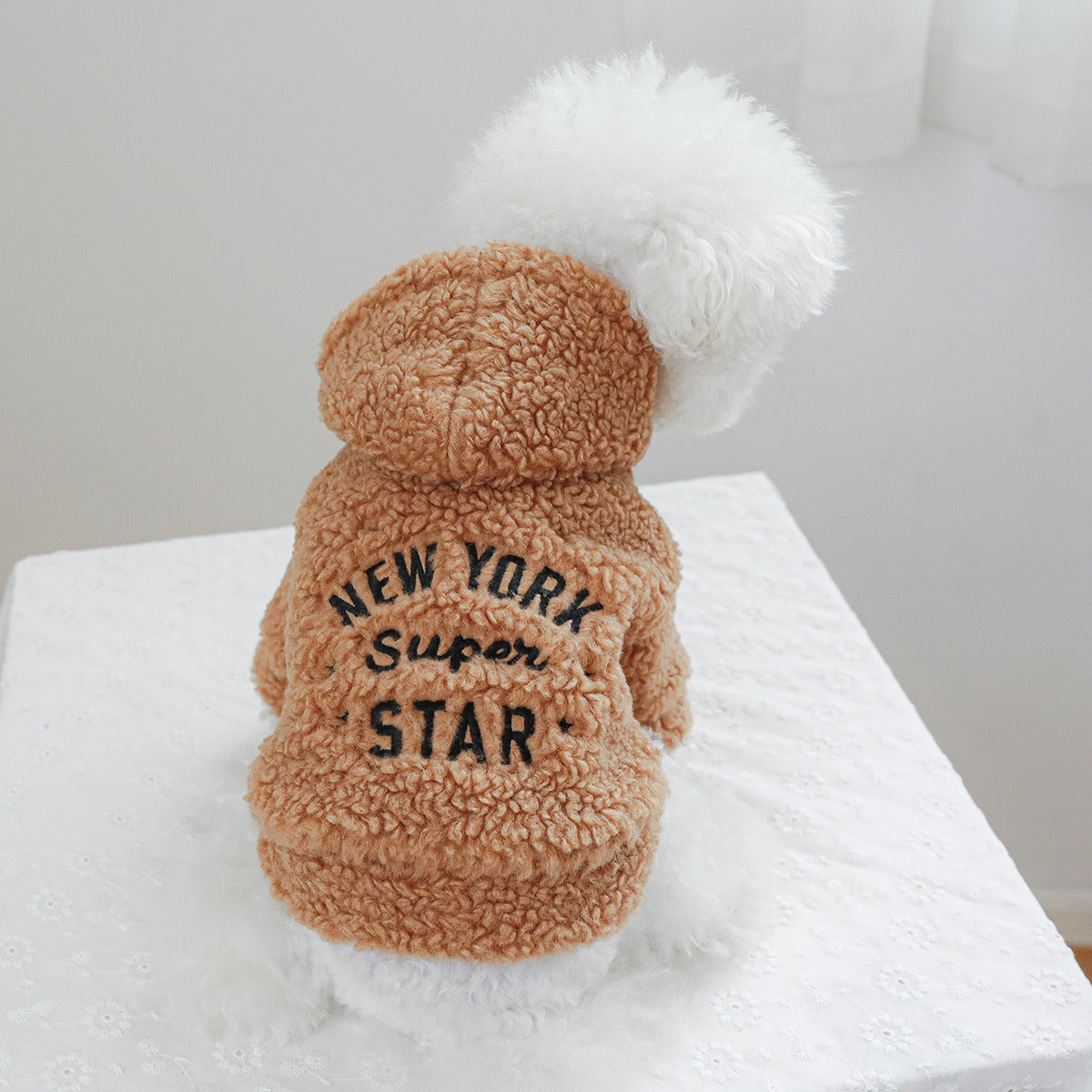 Cappottino Cane New York Super Star Peluche Pon Pon by Dog Moda