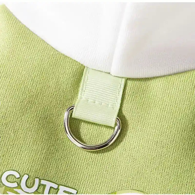 かわいい子犬のフリースパーカー 犬と猫用 - フードとリング付き