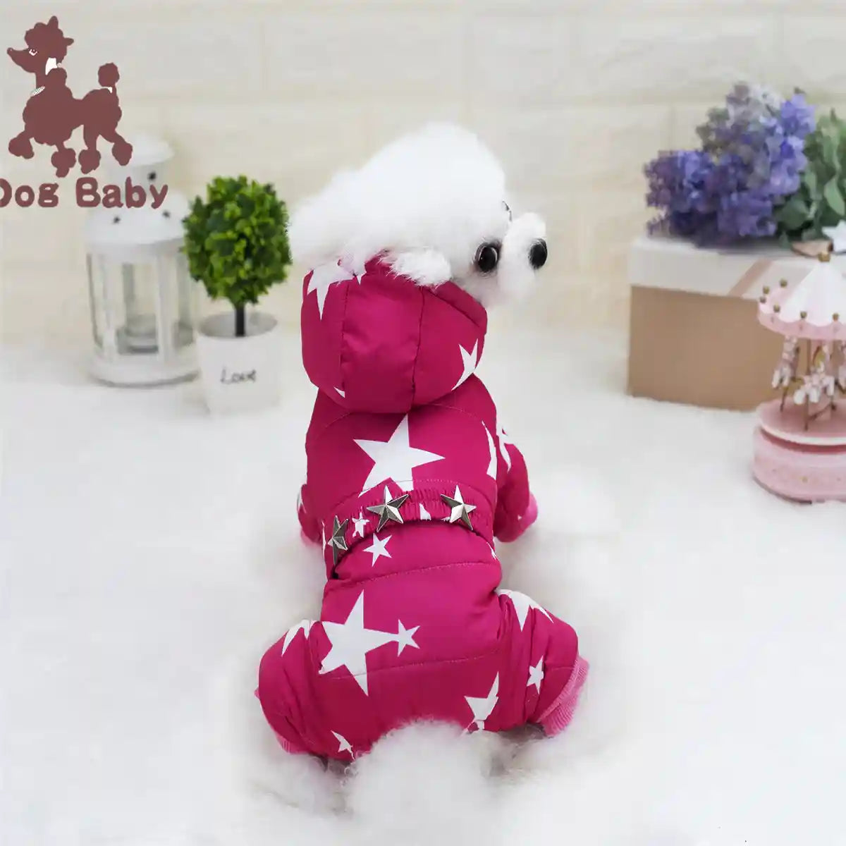Ropa para perros mascota Ropa para caniche Otoño e invierno Ropa acolchada de algodón grueso con estrellas y cuatro patas