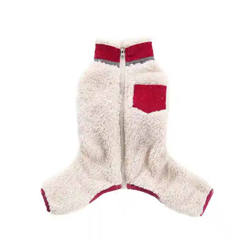 パジャマ 犬用 フリース パルファム 4本足 ジップ付き - 犬用つなぎ