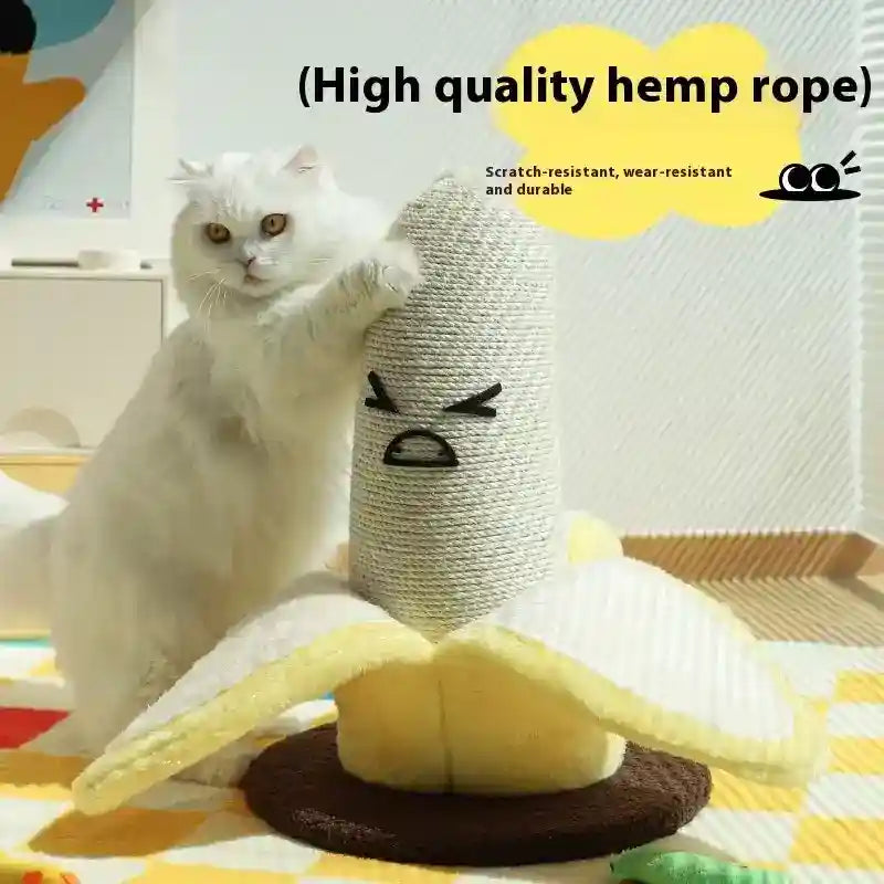 バナナ型猫用爪とぎ - サイザル麻とぬいぐるみ 44cm