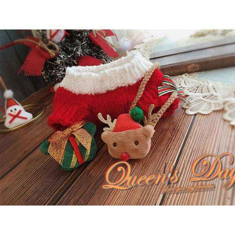 Maglione Natale per Cani Rosso con Renna Ricamata e Colletto Bianco