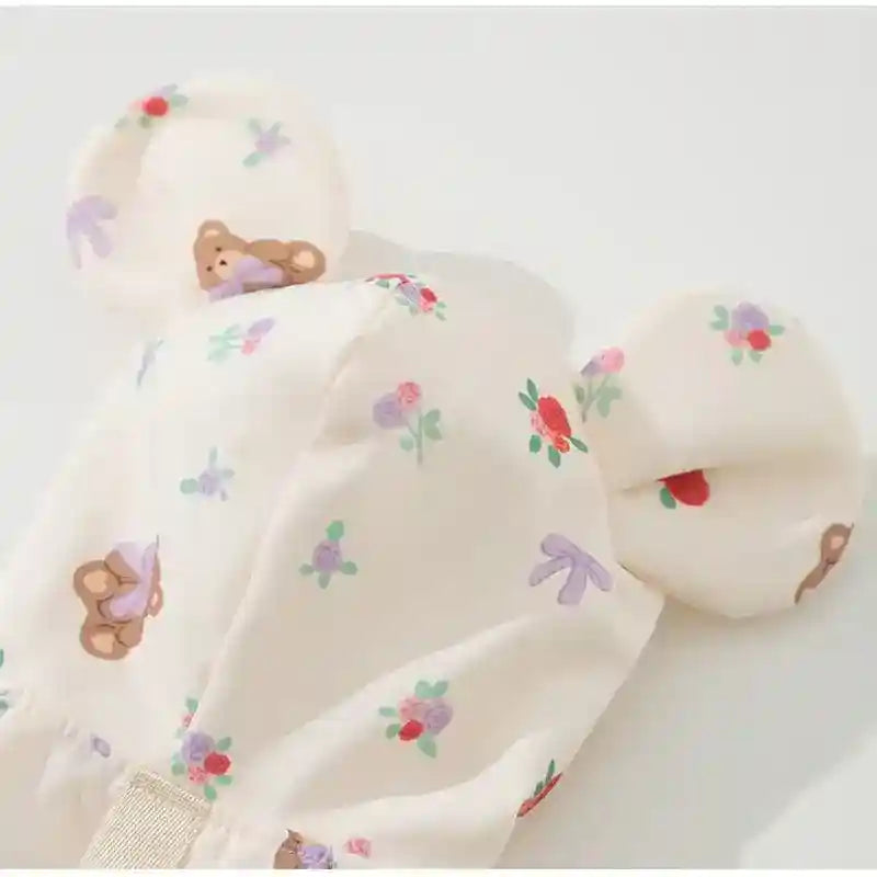 Vestido Osito con Capucha y Orejas para Perros - Floral