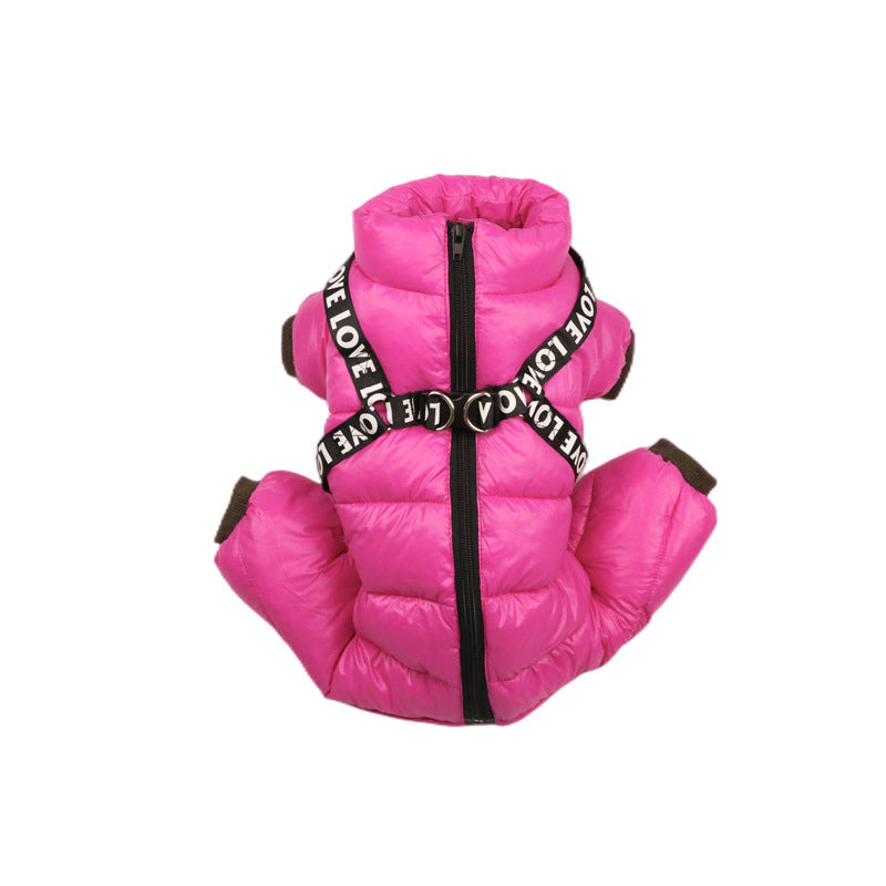 "Gianduia" Dog Down Jacket with Integrated Harness and Double Attachment Ring