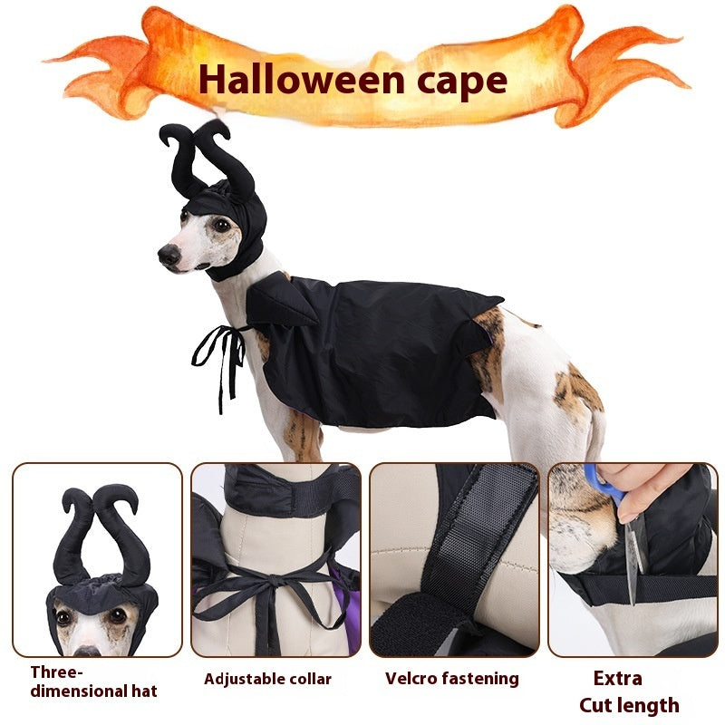 Costume Halloween Maleficent per cani con mantello e corna