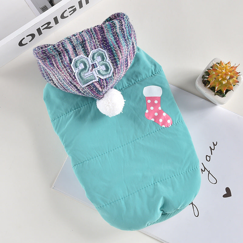 Cappotto Natalizio per Cani con Cappuccio - Calza Natale