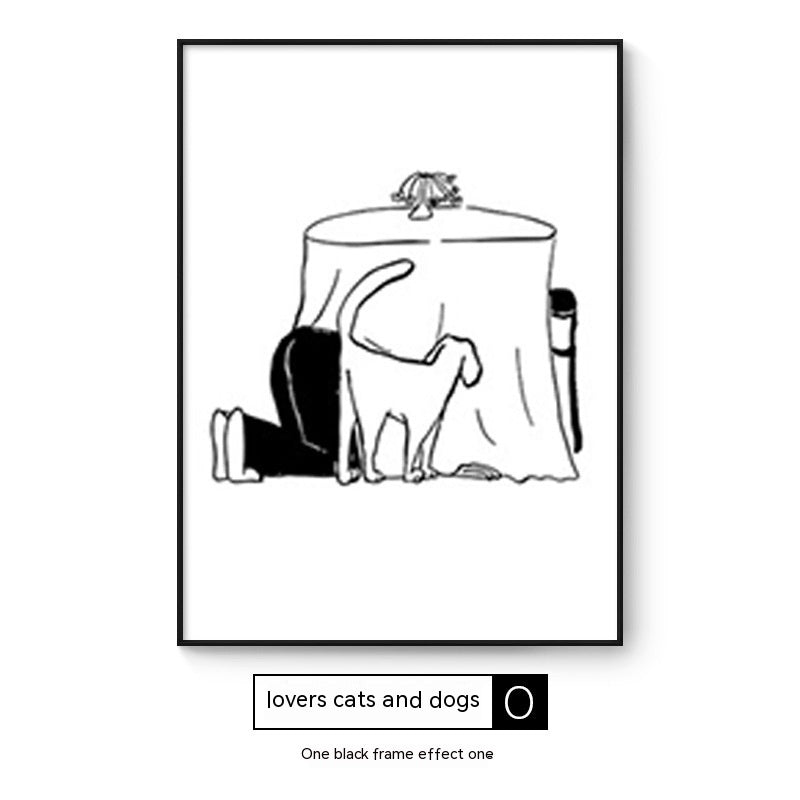 Quadro Astratto Persone con Cane - Stampa Decorativa Moderna