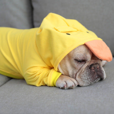 Dog Sweatshirt "Donald Duck" - Yellow with Orange Hood and Beak