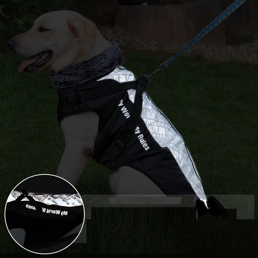 Cappotto Impermeabile per Cani Modello "World" con Pettorina Integrata e Inserti Riflettenti