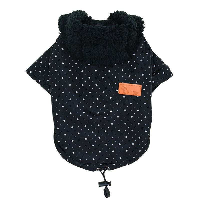 "Mumbai" Fleece Coat for Dogs with Hood and Drawstring