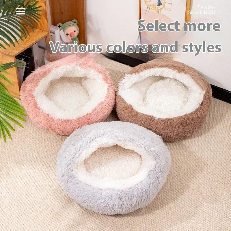 Cuccia Tonda Cani Gatti Pile Lungo Coperta Calda Inverno