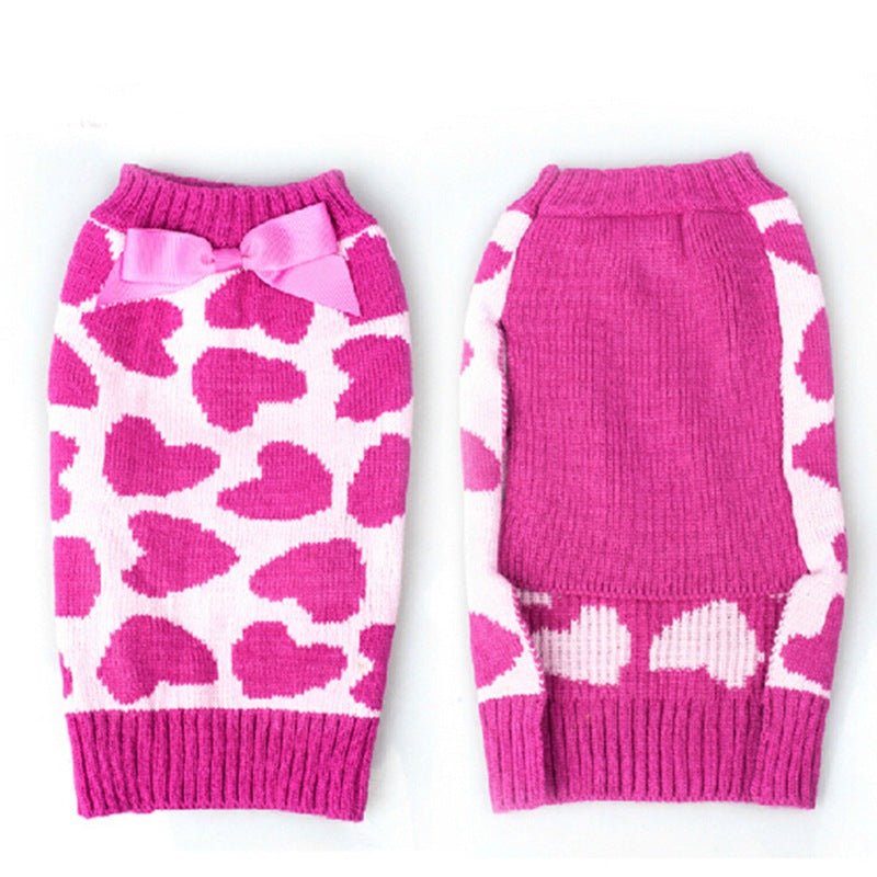 Rosa hjärtetröja för hundar - Varm med rosett