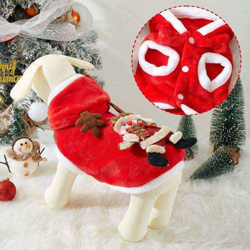 Cappotto Natale Cani con Cappuccio Ricami 3D Rosso Verde by Dog Moda