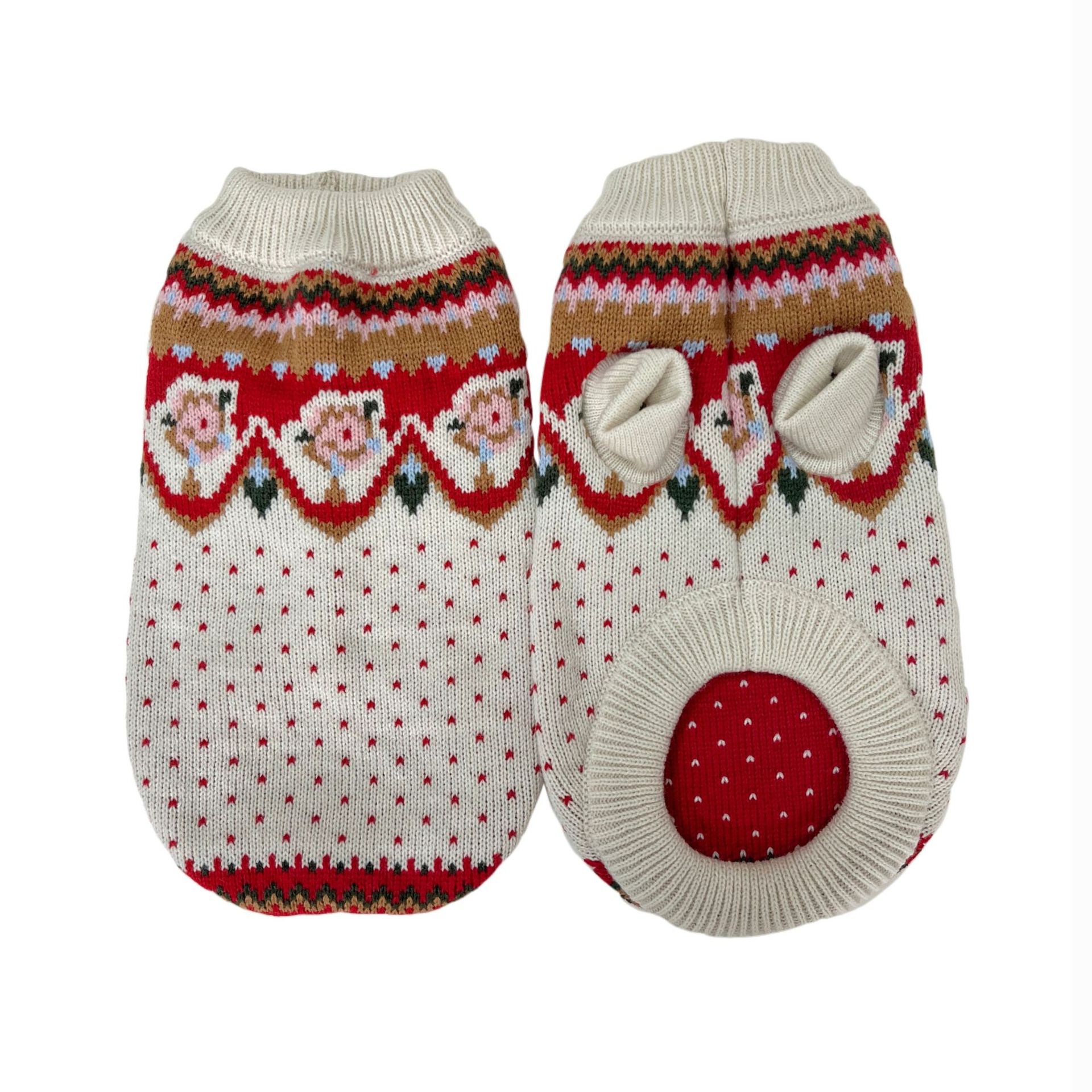 Hund- och katttröja med blomsterbroderier - Mjuk akryl