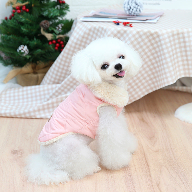 "Witty" Sleeveless Poodle Coat with Faux Fur Collar