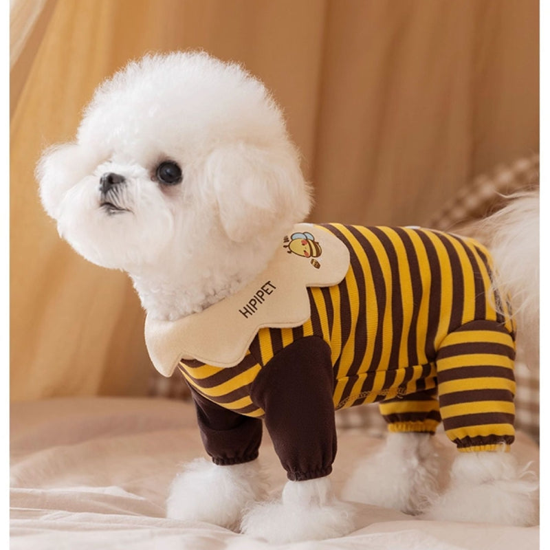 Tutina per Cani HIPIPET con Ape - Pigiama a Righe Elastico