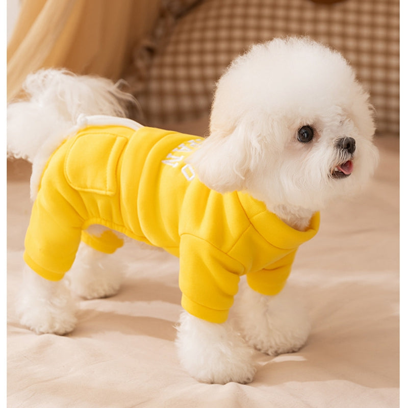 Puppy Clothes, Four-legged Warm Hoodie For Autumn And Winter, Thin Fleece Teddy Bear Cat Pet Clothes For Small And Medium-sized Dogs