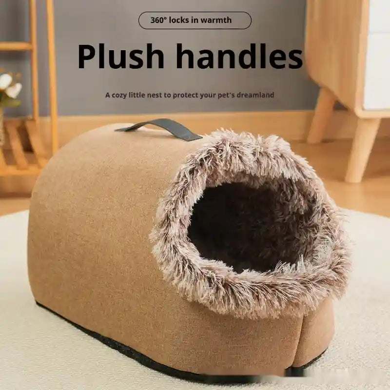 Portable Cat Bed with Handle - Warm Fleece