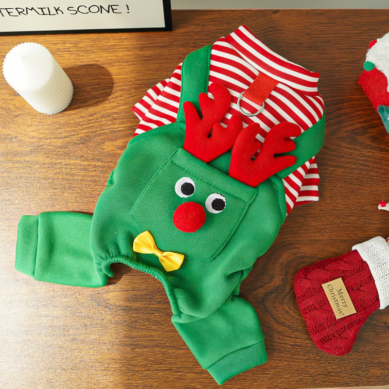 Maglia Natale Cani Salopette Elfo Renna - 2 e 4 Zampe