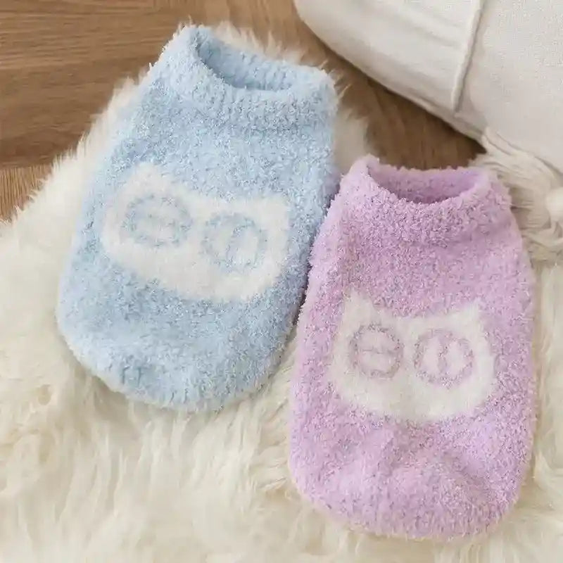 犬と猫用の柔らかいフクロウのセーター - 暖かい冬用