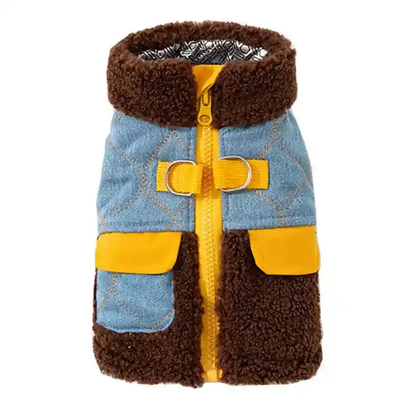 Cappotto Jeans per Cani - Zip Dorso Blu Azzurro Smanicato by Dog Moda