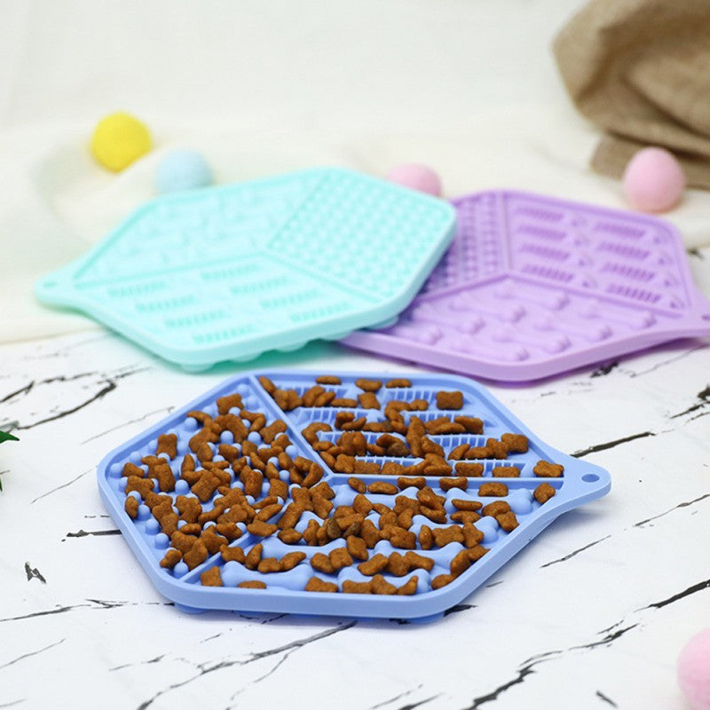 Anti-gulping silicone dog and cat bowl mat