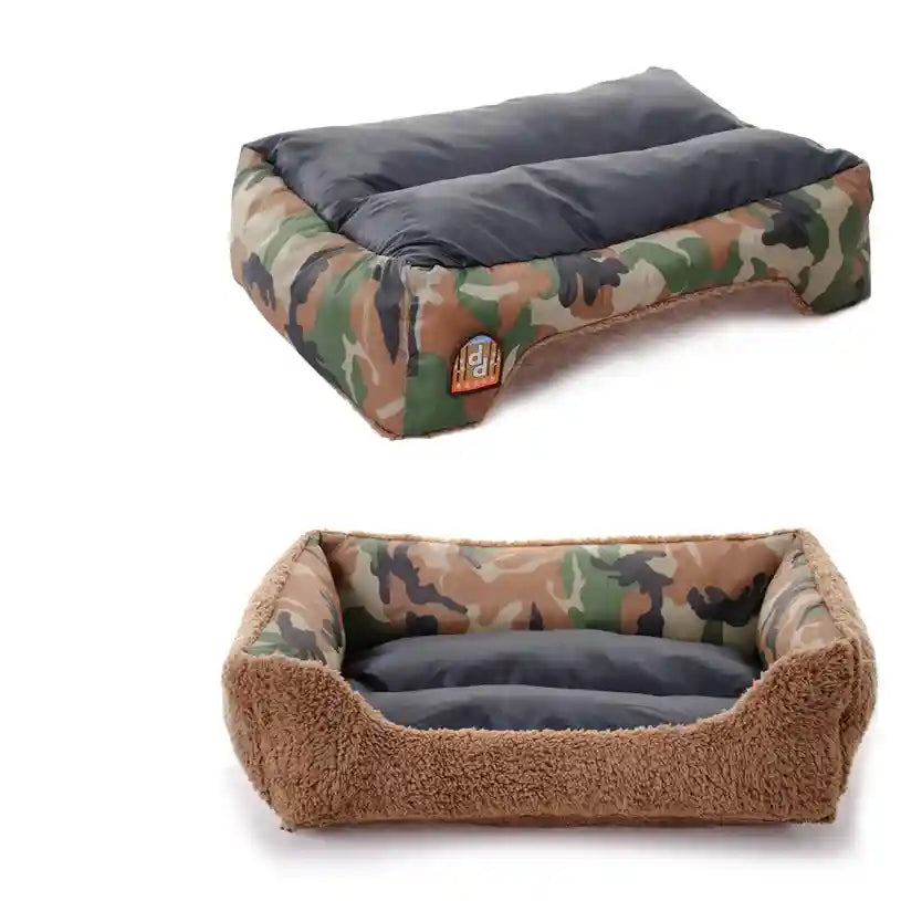 犬と猫用カモフラージュ両面ベッド