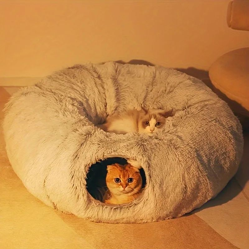 Soft Fleece Cat Play Tunnel – Fun and Comfort for Your Kitty