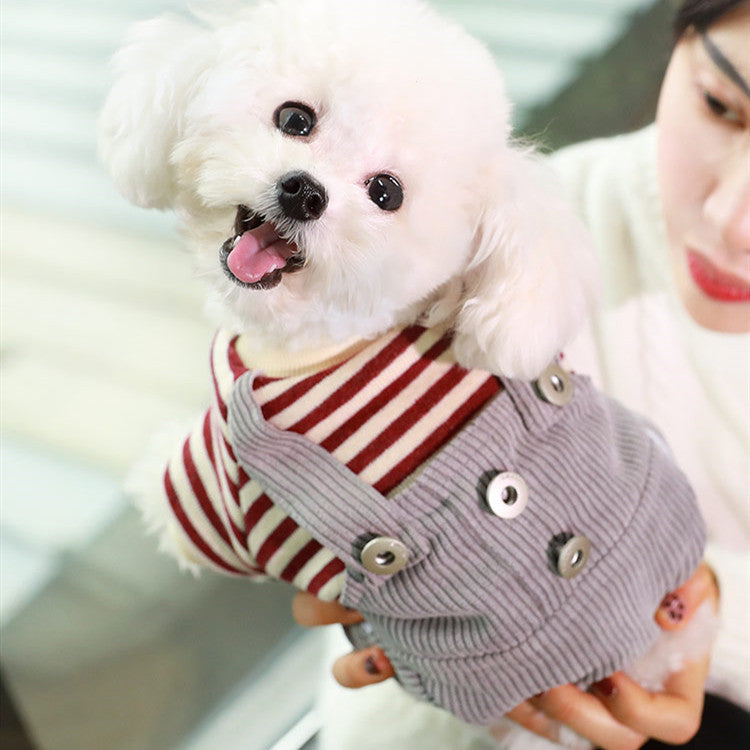 Tutina 4 Zampe Cani - Salopette Righe Caldo Inverno by Dog Moda