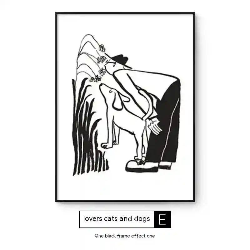 Quadro Astratto Persone con Cane - Stampa Decorativa Moderna by Dog Moda