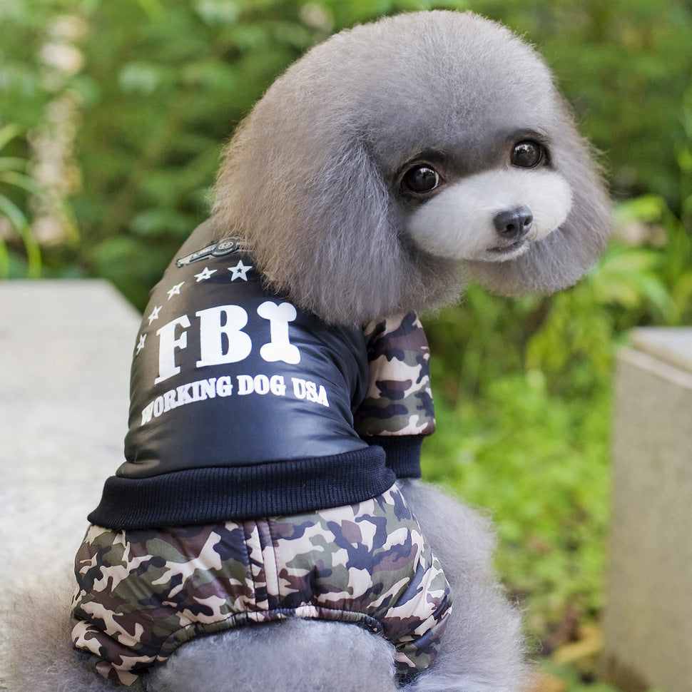 FBI Fleece Dog Coat - Military Camouflage 4 Legs