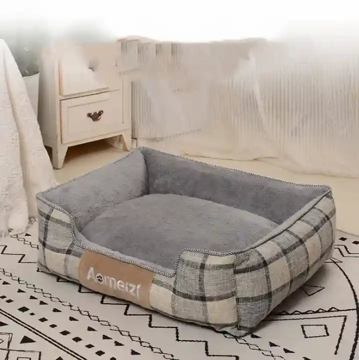Caseta rectangular para perros - con respaldo elevado