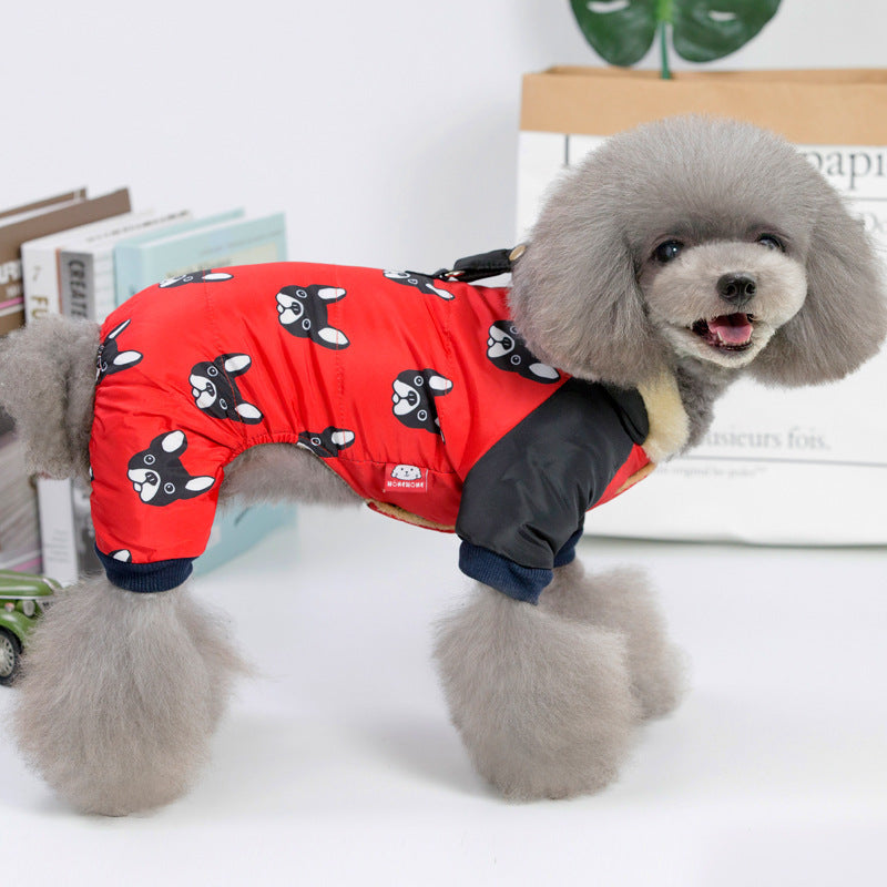 French Bulldog Dog Jumpsuit Coat with Fleece Lining