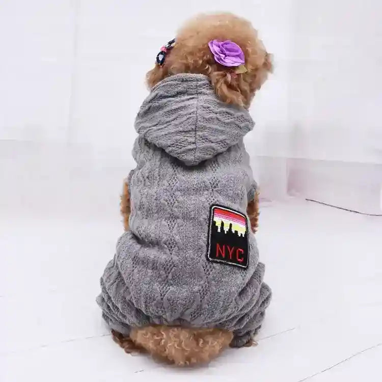 Tutina NYC Cani 4 Zampe - Cappuccio e Pile Caldo by Dog Moda