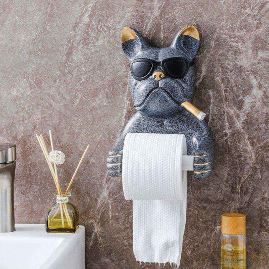 Porta Rotolo Carta Igienica Bulldog con Occhiali by Dog Moda