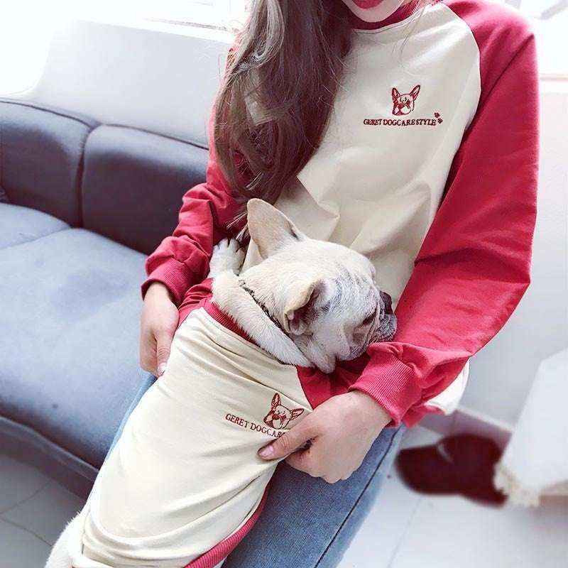 Maglia Coordinata Cane e Padrone "Geret" – Bianca con Maniche Colorate