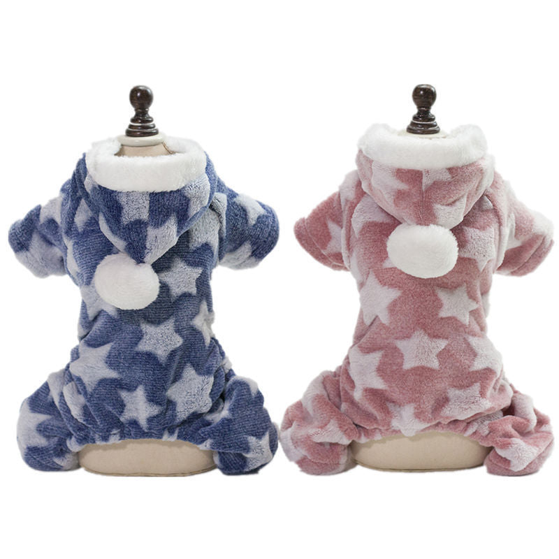 "Cassiopea" Dog Fleece Jumpsuit - Warmth and Style with a Star Print